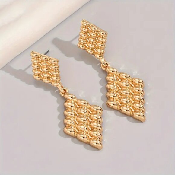 14K Gold Womens Rippled Hanging Drop Earrings Ladies 14 Karat Silver New Jewelry - Picture 2 of 5